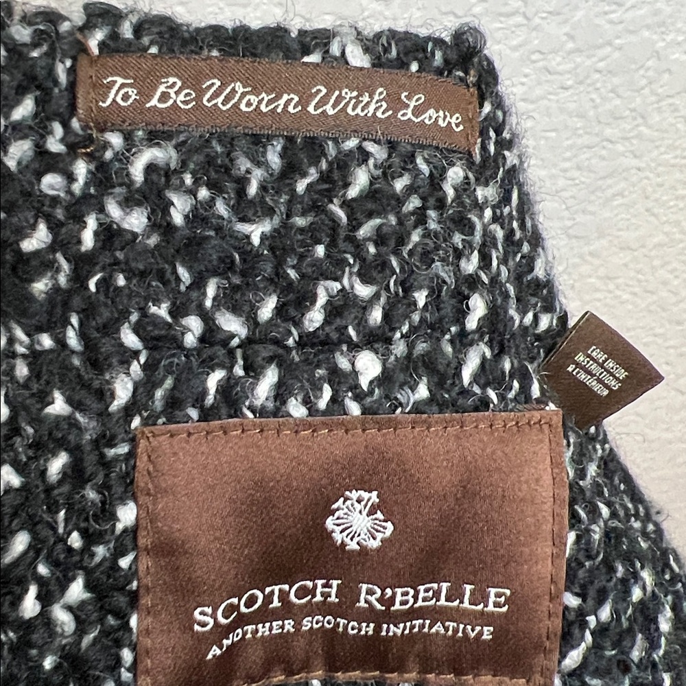 Scotch R'Belle Monochrome Wool Tweed Black And White Peacoat Jacket Size 8 - Picture 10 of 10